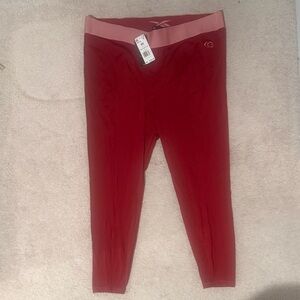 Reebok x Cardi B Women's Vibrant Red Leggings with Pink Waistband